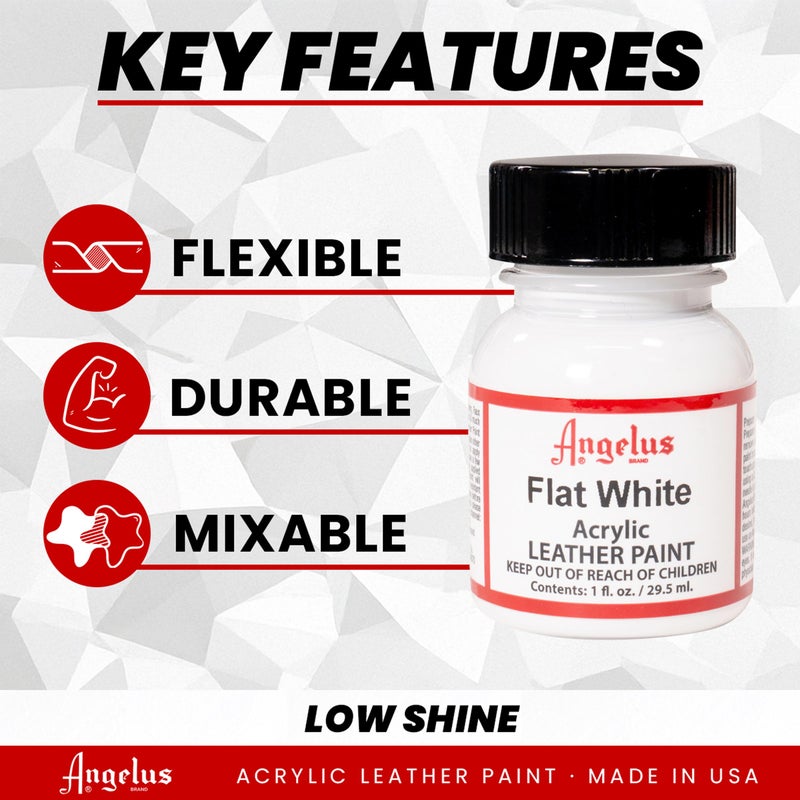 Angelus Acrylic Leather Paint for Shoes, Sneakers, Leather, Canvas, Furniture, and More - 1 Fl Oz, Flat White - Image 2